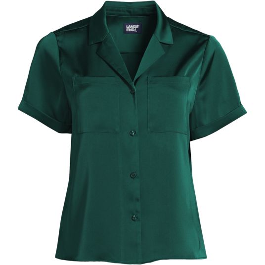 emerald green dress shirt women's Satin-Silk Emerald Green Classic Fit Charmeuse Silk Shirt