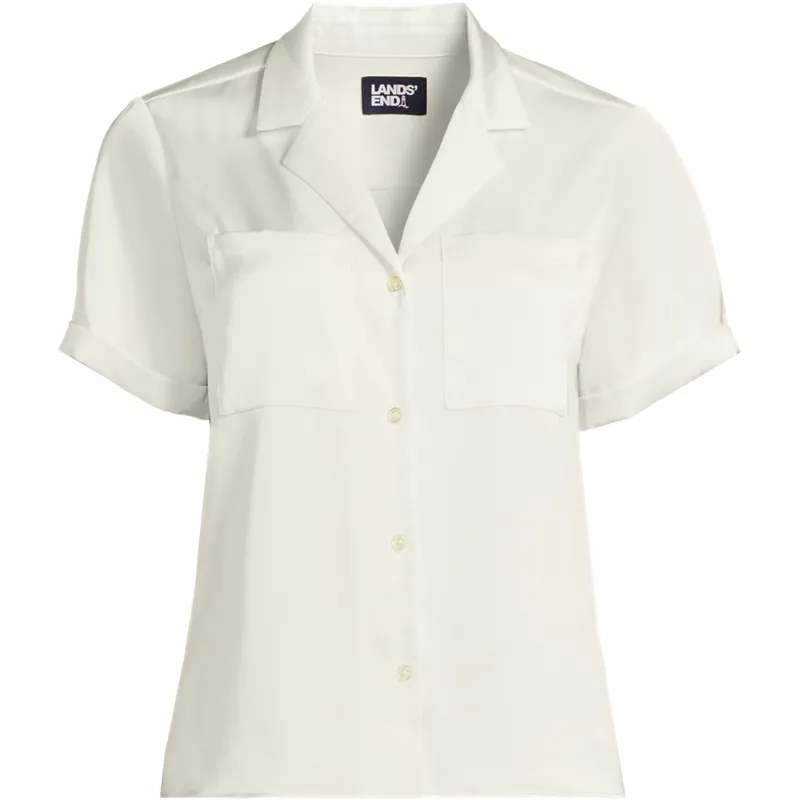 Women's Satin Short Sleeve Shirt, Front