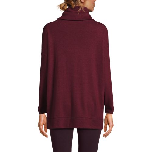 Women's Long Sleeve Cozy Knit Cowl Neck Tunic, Back