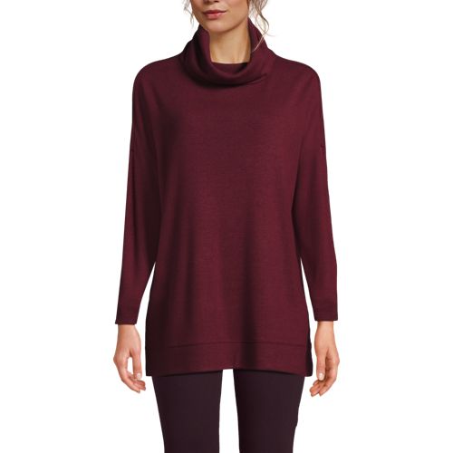 Women's Long Sleeve Cozy Knit Cowl Neck Tunic, Front