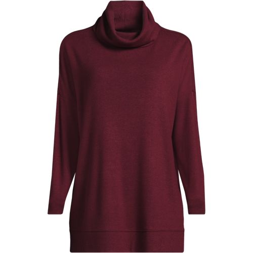 Women's Long Sleeve Cozy Knit Cowl Neck Tunic, Front