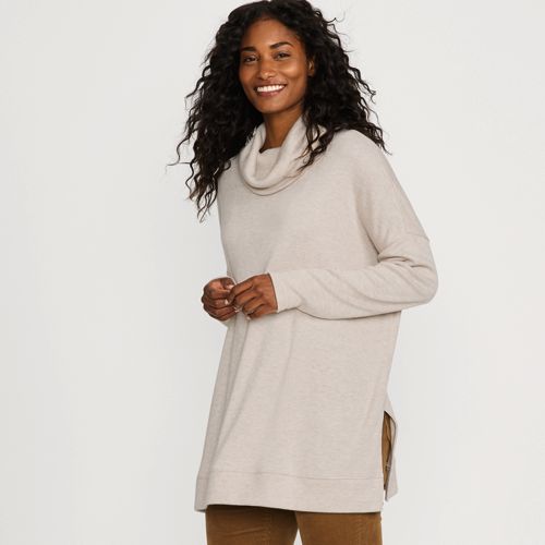 Women's Long Sleeve Cozy Knit Cowl Neck Tunic, Front