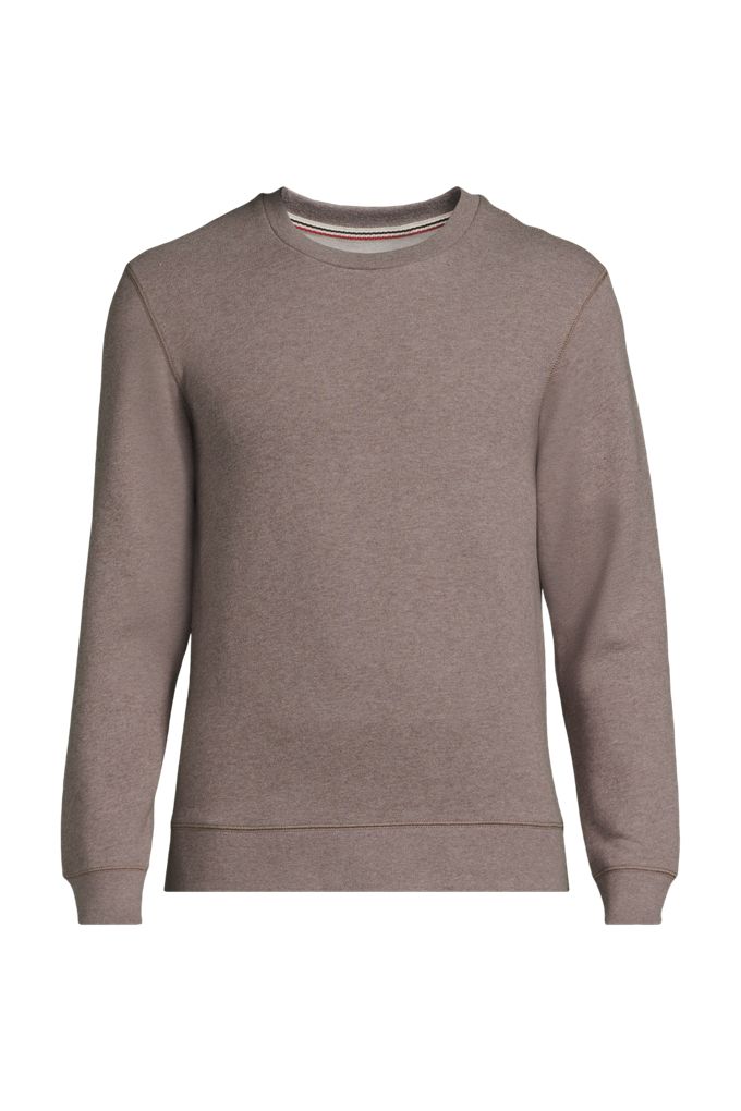 Men's Long Sleeve Serious Sweats Crew Sweatshirt - Lands' End - Brown - XXL