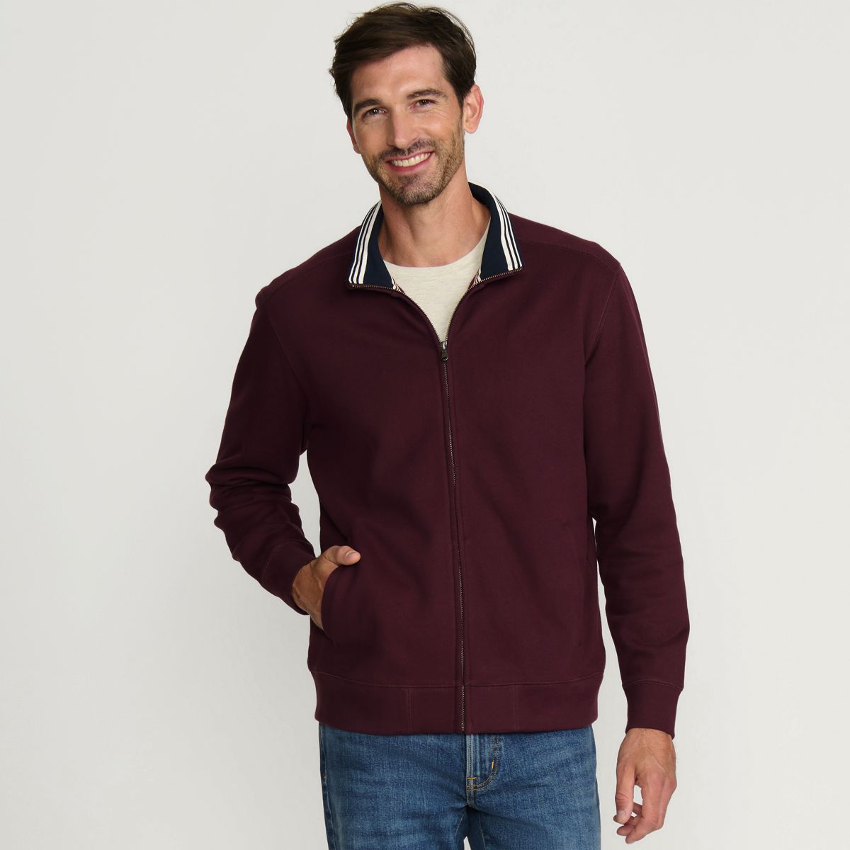 Men's Long Sleeve Serious Sweats Mock Full Zip