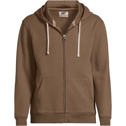 Serious Sweats Zip Front Hoodie, Men, size: S, regular, Brown, Cotton-blend/Poly-blend, by Lands' End