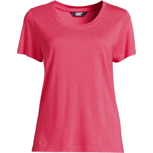 Soft Ease Linen Blend T-shirt, Women, size: XS, regular, Pink, by Lands' End