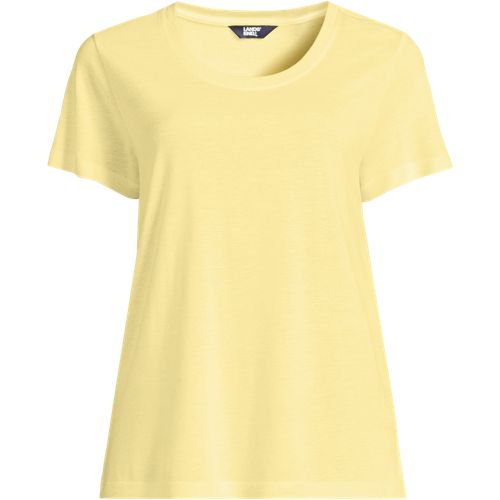 Soft Ease Linen Blend T-shirt, Women, size: S, regular, Yellow, by Lands' End