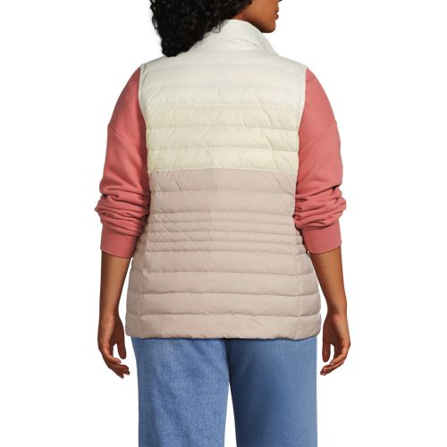  Lands' End Ultraleichte Verstaubare Daunenweste Wanderweight, Damen, Größe:56-58 Plus, Weiß, Polyester/nylon/daunen, By Lands' End 