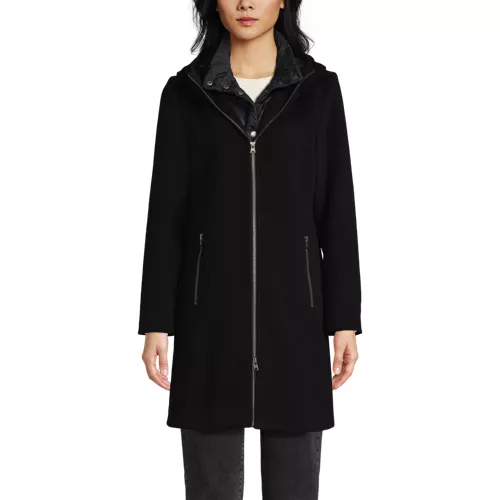 Women's Wool Coat with Removable Dickey, Front