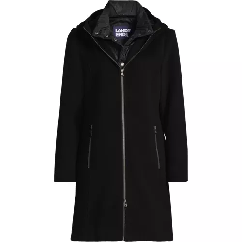 Women's Wool Coat with Removable Dickey, Front