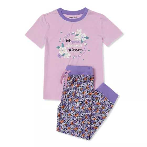 Kids Short Sleeve Top and Jogger Bottom Pajama Set - primary