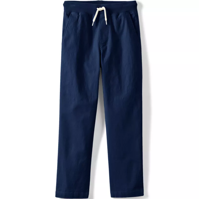 Boys Stretch Soft Rib Waist Iron Knee Pull On Pants, Front