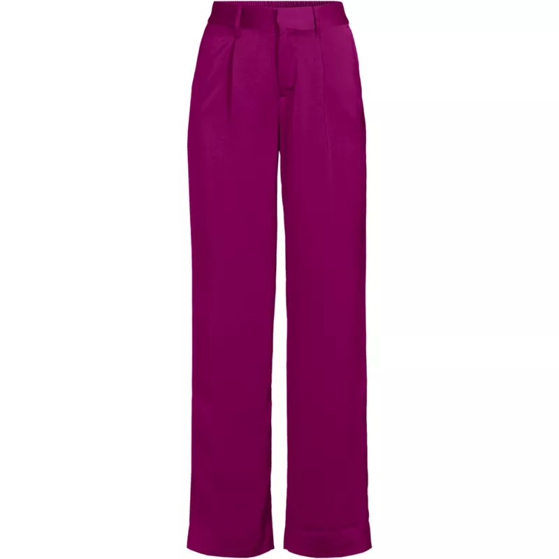 Women's Satin Elastic Back Wide Leg Pants, Front