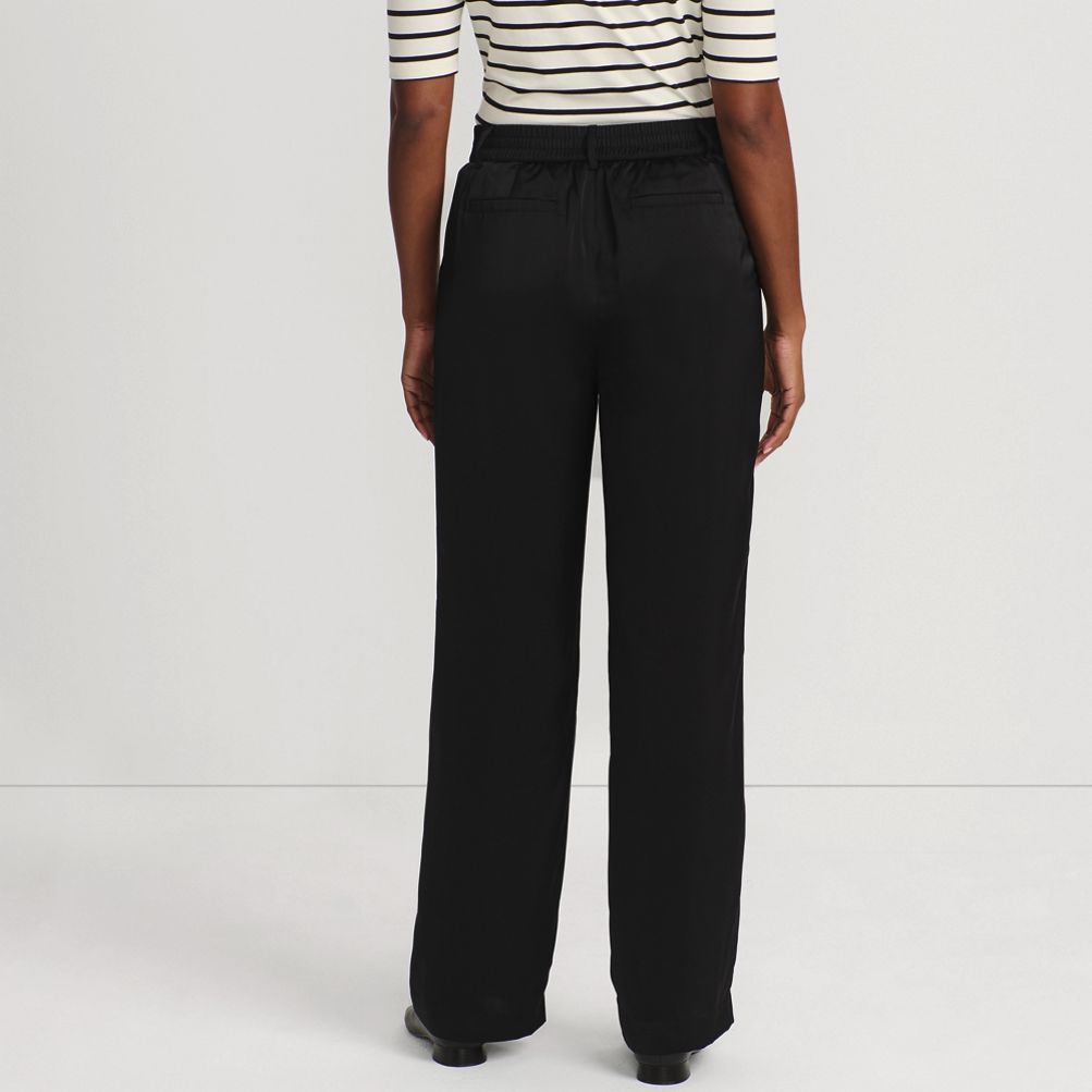 Women's Satin Elastic Back Wide Leg Pants | Lands' End