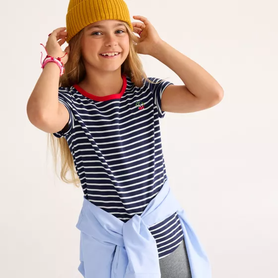 Girls Short Sleeve Curved Hem Graphic Tee Shirt - primary