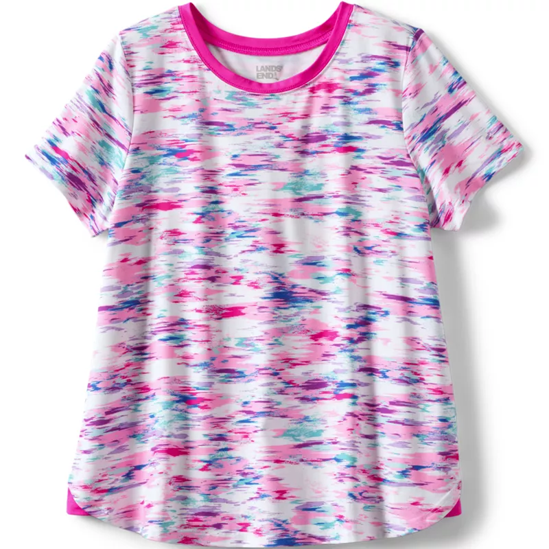 Girls Short Sleeve Active Curved Hem Tee, Front