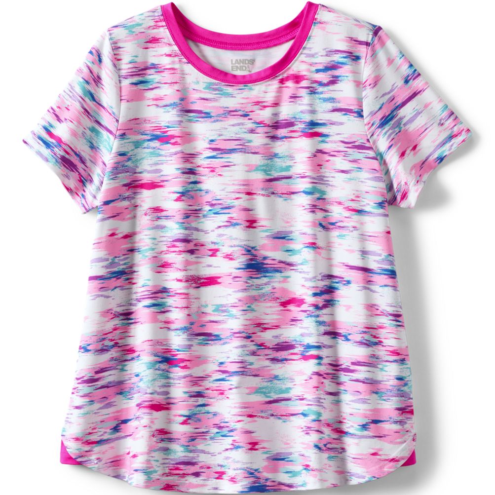 Girls Short Sleeve Active Curved Hem Tee | Lands' End