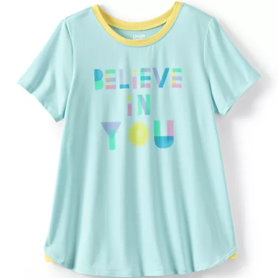Girls Short Sleeve Active Curved Hem Tee - primary