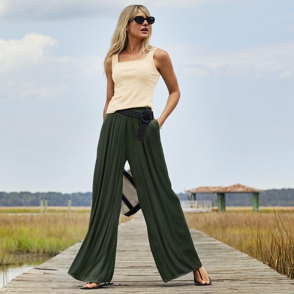 Women's Wide Leg Fluid Palazzo Pants Lands' End