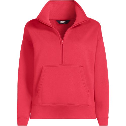Serious Sweats Quarter Zip Sweatshirt, Women, size: XL, regular, Orange, Cotton-blend/Poly-blend, by Lands' End