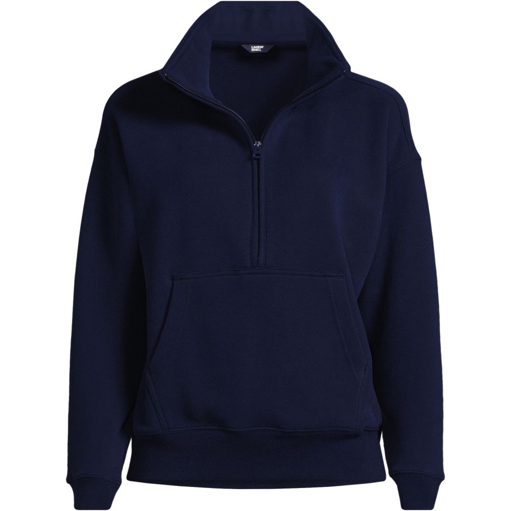 売れ筋商品|||ランズエンド パーカー・スウェットシャツ アウター レディース Plus Size Serious Sweats Relaxed Long Sleeve Half Zip Sweatshirt Deep sea navy 549433_LEPP_LS_DCX?$med$