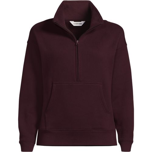 Serious Sweats Quarter Zip Sweatshirt, Women, size: M, regular, Red, Cotton-blend/Poly-blend, by Lands' End