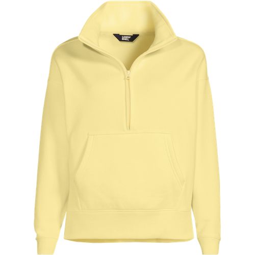 Serious Sweats Quarter Zip Sweatshirt, Women, size: S, regular, Yellow, Cotton-blend/Poly-blend, by Lands' End