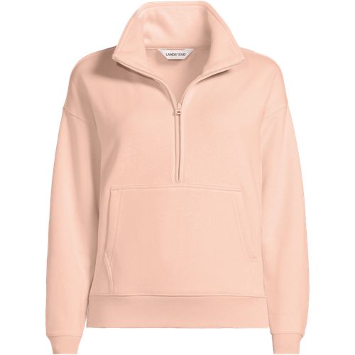 Serious Sweats Quarter Zip Sweatshirt, Women, size: XS, regular, Pink, Cotton-blend/Poly-blend, by Lands' End