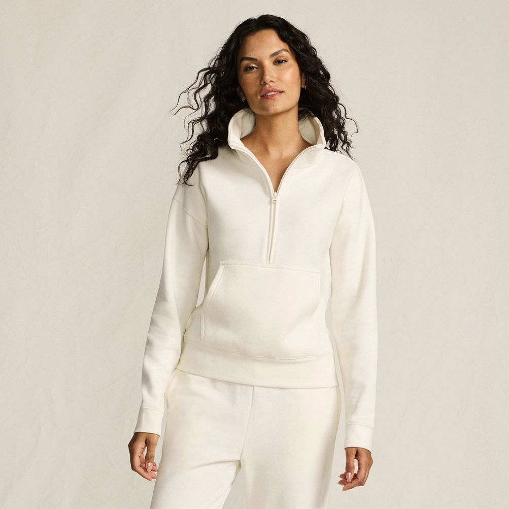 Lands' End Women's Plus Size Serious Sweats Relaxed Long Sleeve Half