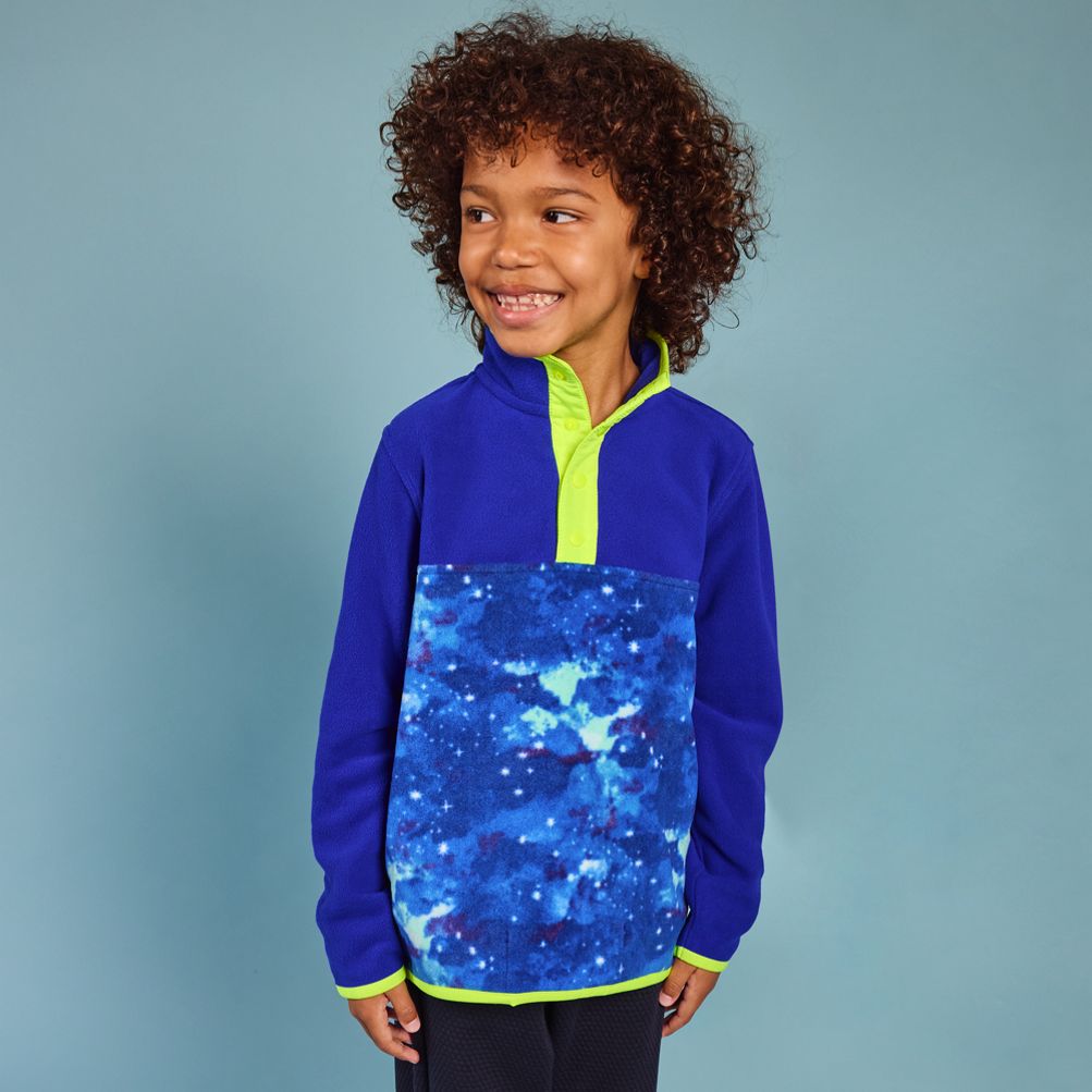 Kids Anyweather Fleece Snap Neck Pullover | Lands' End