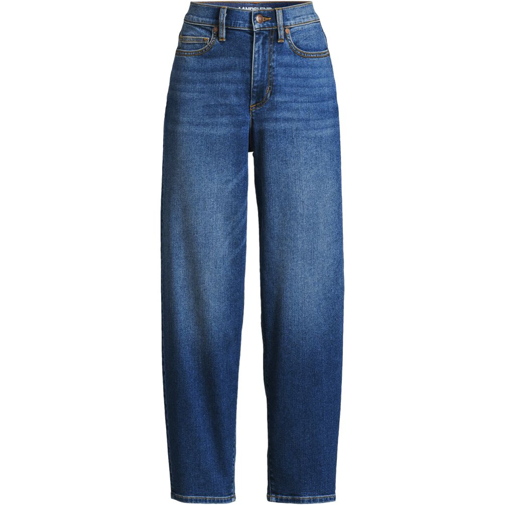 Women s Recover High Rise Barrel Leg Ankle Jeans Lands End