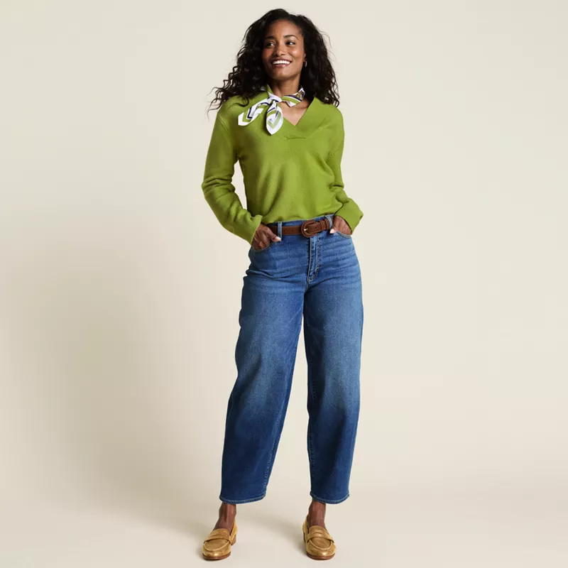 Women's High Rise Barrel Leg Ankle Jeans, alternative image