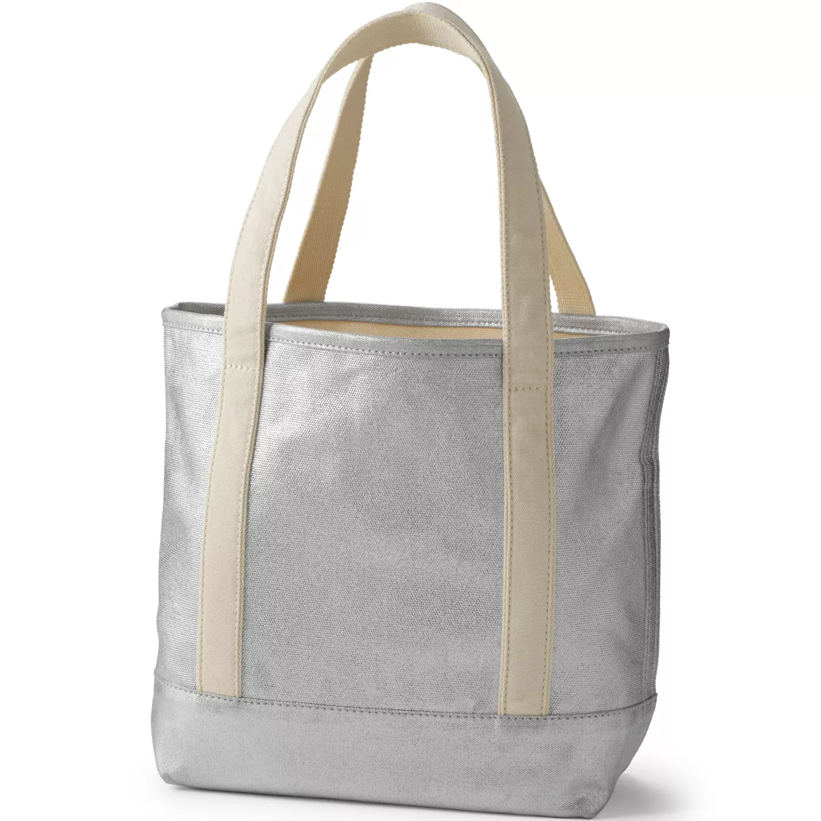 Medium Coated Metallic 5 Pocket Open Top Canvas Tote Bag