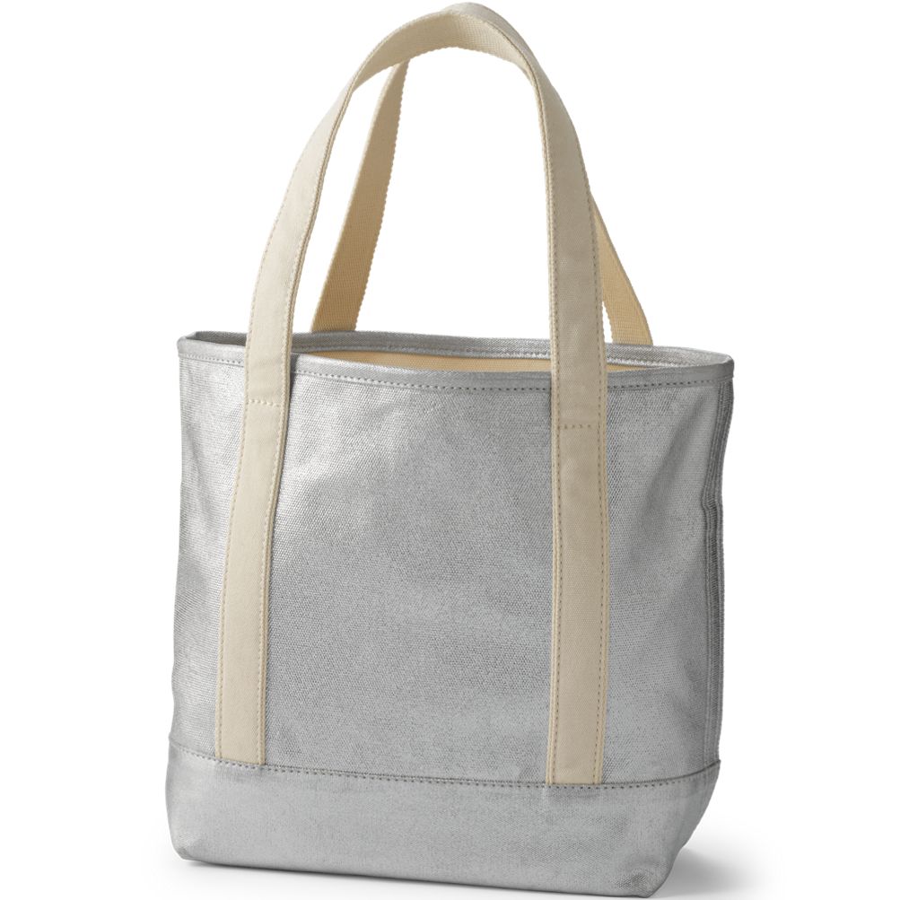 Medium Coated Metallic 5 Pocket Open Top Canvas Tote Bag | Lands' End