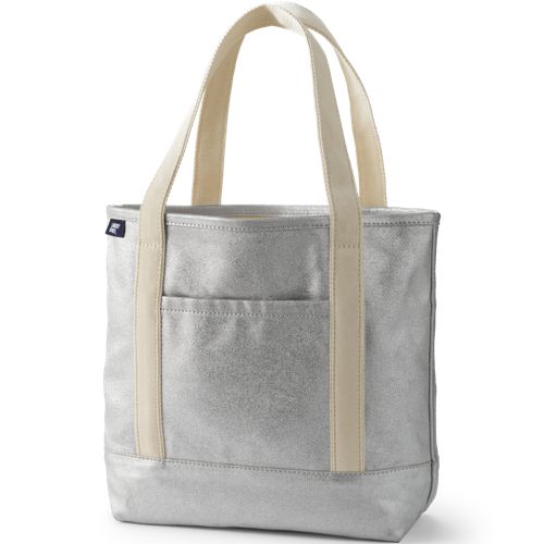 Medium Coated Metallic 5 Pocket Open Top Canvas Tote Bag