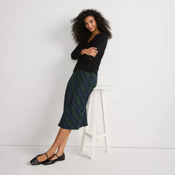 Women's Brushed Flannel Midi Column Skirt - primary