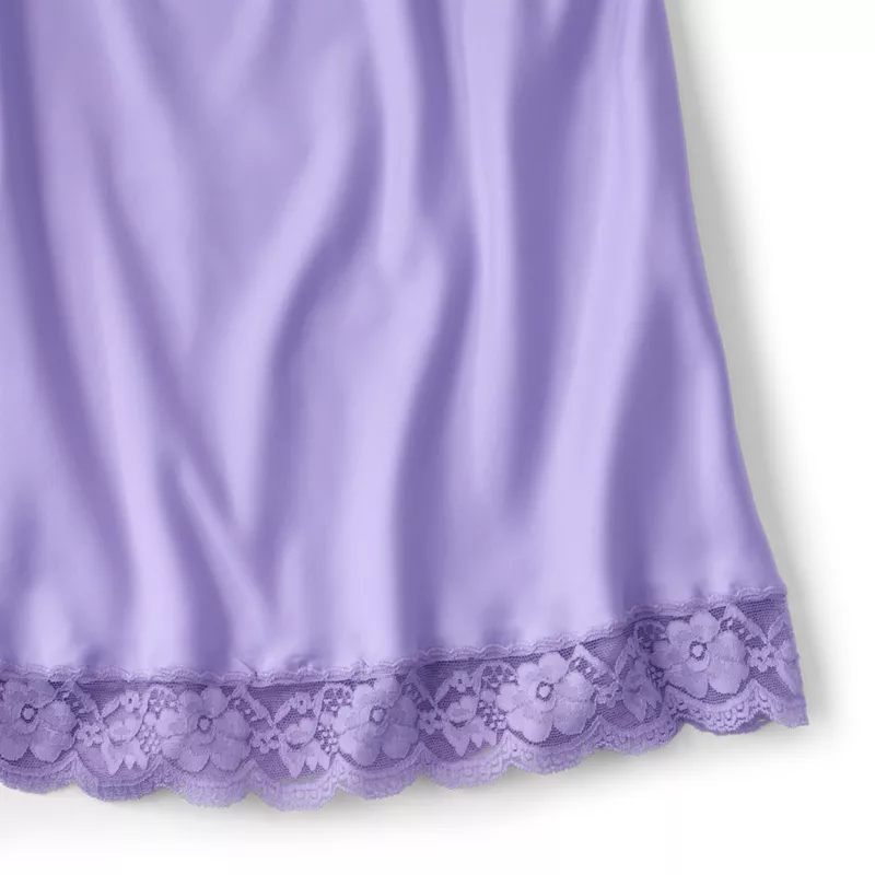 Women's Satin Lace Trim Midi Skirt, alternative image