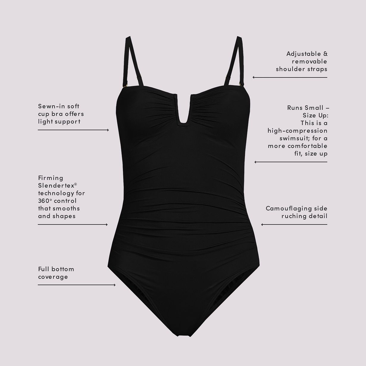 Women's Slender Suit Tummy Control Bandeau One Piece Swimsuit