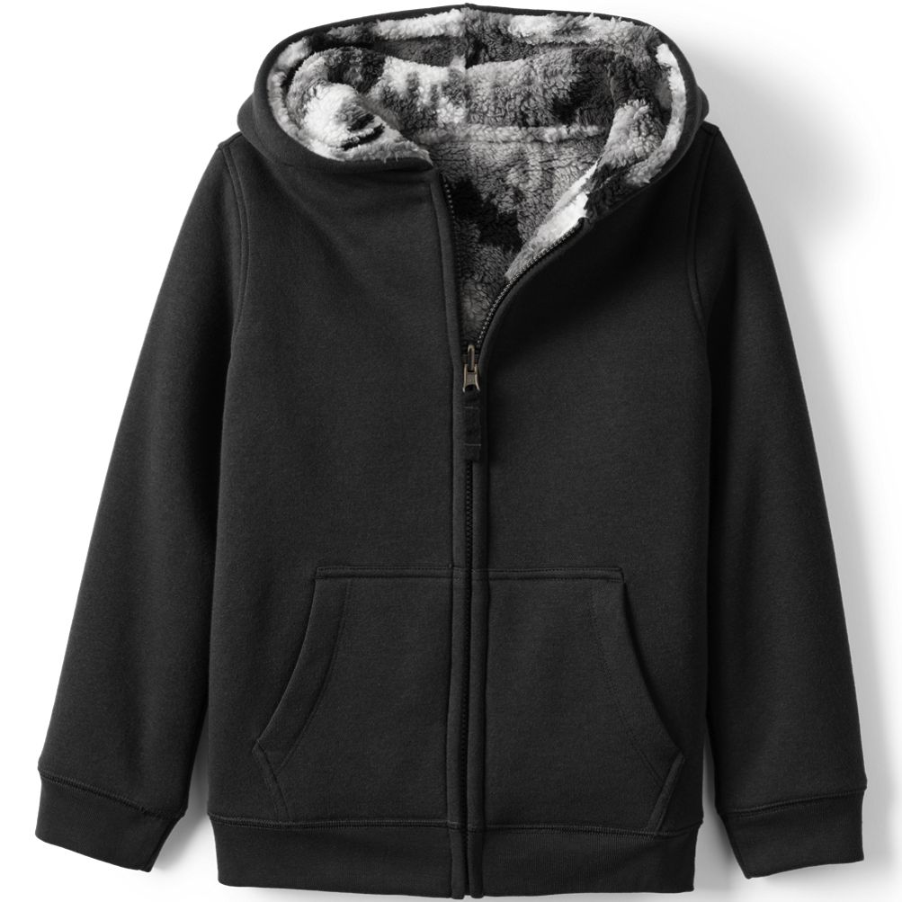 Kids Reversible Sherpa Fleece Hoodie | Lands' End