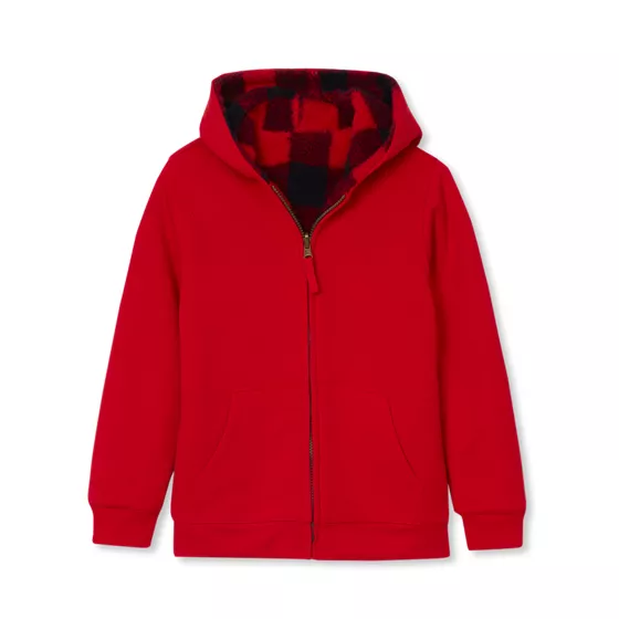 Kids Reversible Sherpa Fleece Hoodie - primary