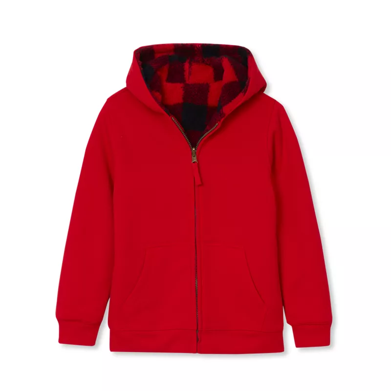 Kids Reversible Sherpa Fleece Hoodie, alternative image