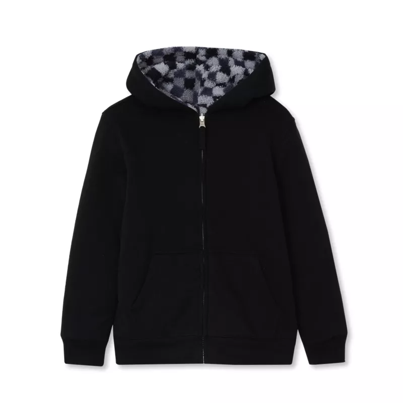 Kids Reversible Sherpa Fleece Hoodie, alternative image