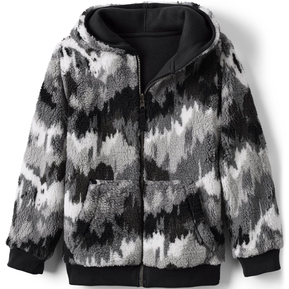 Kids Reversible Sherpa Fleece Hoodie | Lands' End