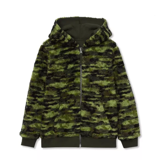 Kids Reversible Sherpa Fleece Hoodie - primary