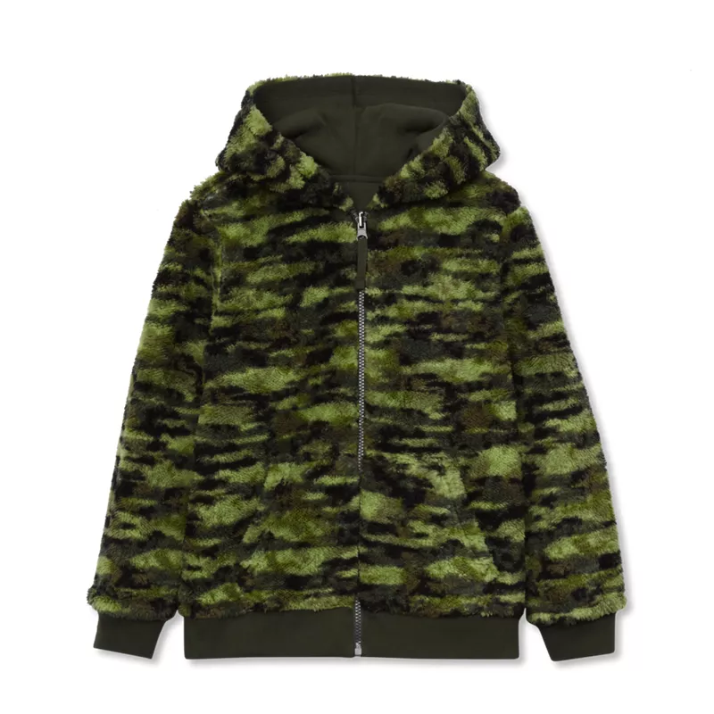 Kids Reversible Sherpa Fleece Hoodie, alternative image
