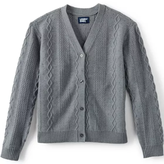 Girls Button Front Cable Cardigan - primary