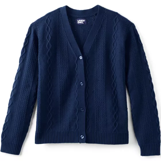 Girls Button Front Cable Cardigan - primary