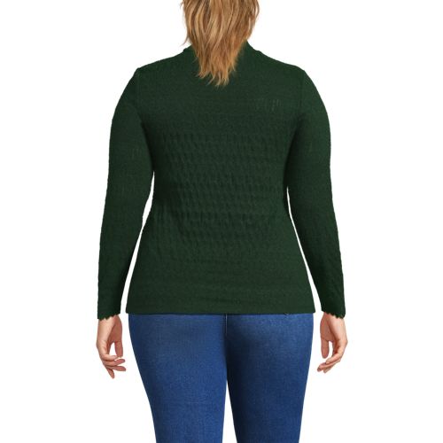 Women's Long Sleeve Brushed Lace Mock Neck Top - image 3