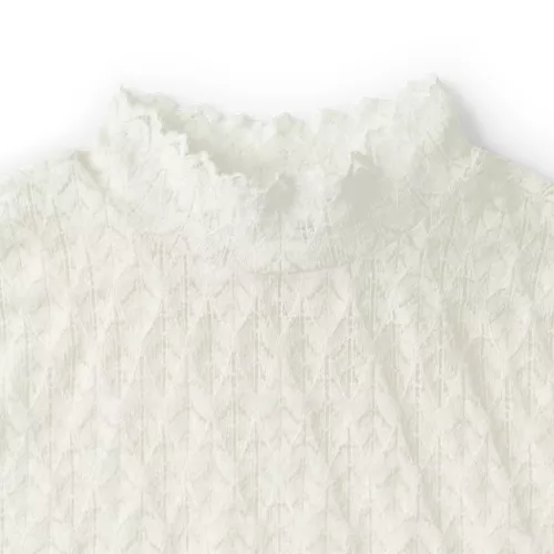 Women's Long Sleeve Brushed Lace Mock Neck Top, alternative image