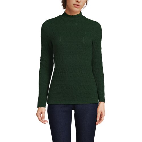 Women's Long Sleeve Brushed Lace Mock Neck Top - image 5